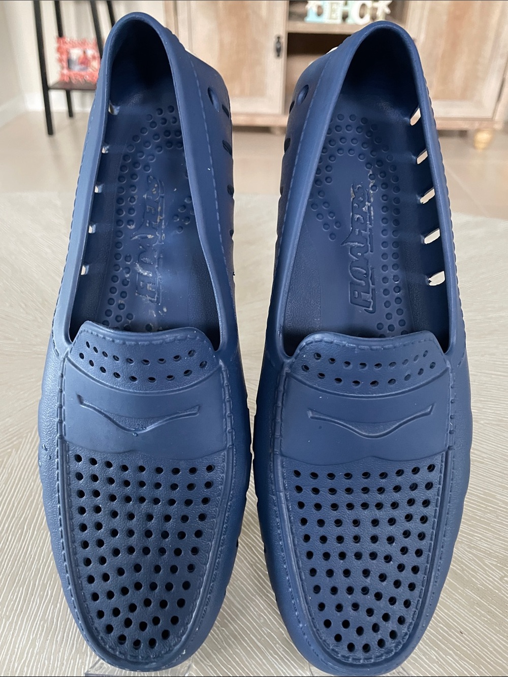 Men’s Navy Floafers - Perforated Slip-On Loafers